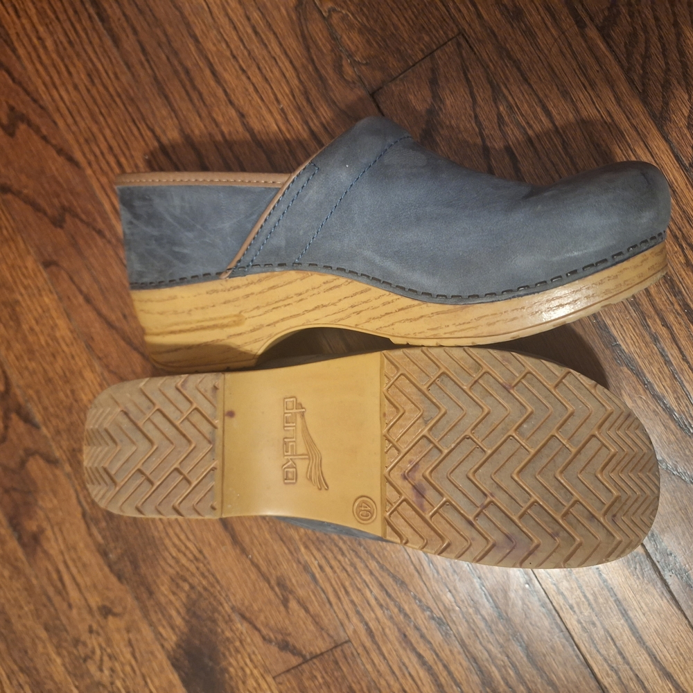 Blue Suede Slip-On Clogs - Picture 3 of 5